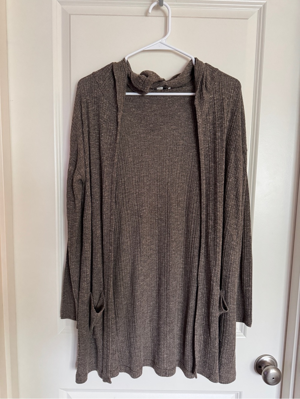 American Eagle Taupe Hooded Long Duster Cardigan M